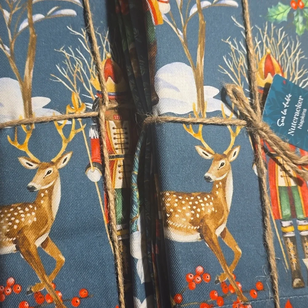 3 Sur La Table Nutcracker Napkins - Red and Blue, 3 Sets Of 4